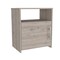 Tuhome Nordico Nightstand, One Shelf, Single Door Cabinet, Metal Handle, Light Gray MLZ6465 - alternate 2